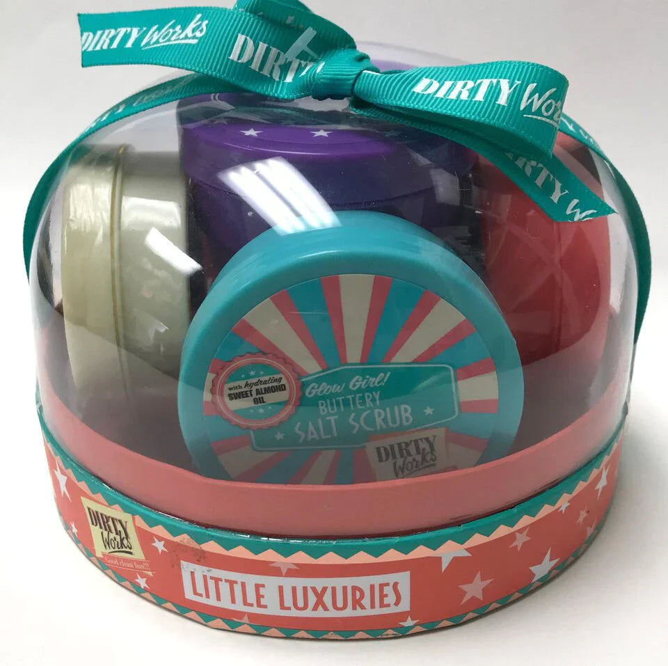 Dirty Works Little Luxuries Snow Globe Gift Set 5 Pcs Body Butter and Bath Salts