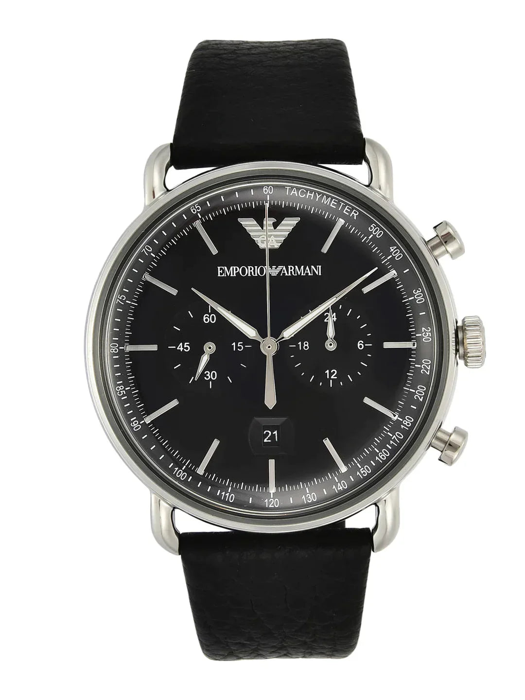 Emporio Armani Men’s Chronograph Quartz Leather Strap Black Dial 43mm Watch AR11143