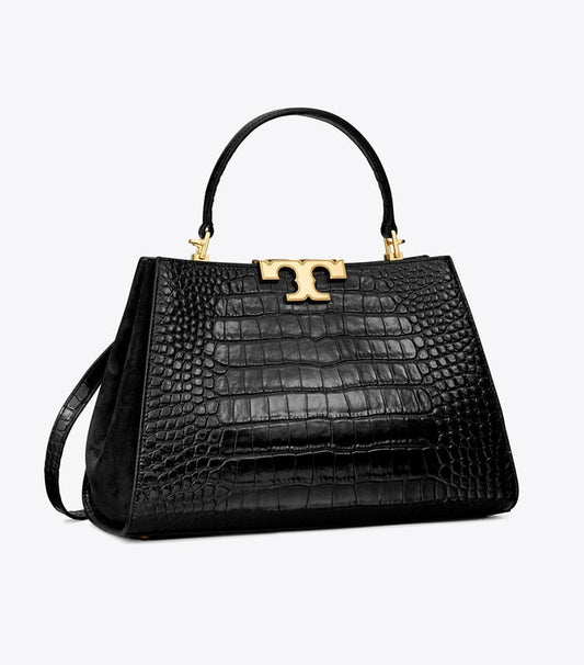 Tory Burch Eleanor Croc Embossed Satchel Black