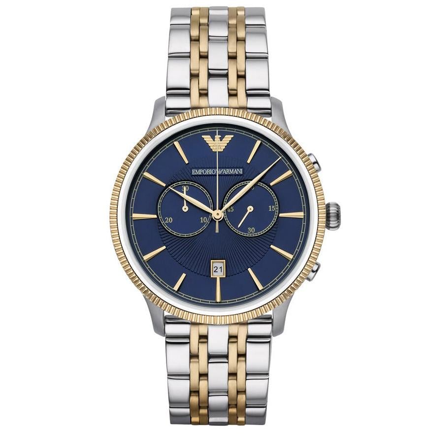 Emporio Armani Men’s Chronograph Stainless Steel Blue Dial 43mm Watch AR1847