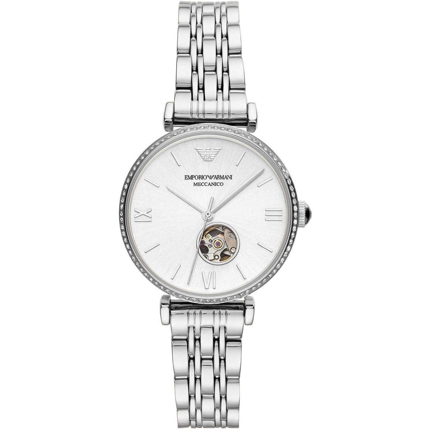 Emporio Armani - Automatic Crystal Silver Dial Ladies Watch AR60022