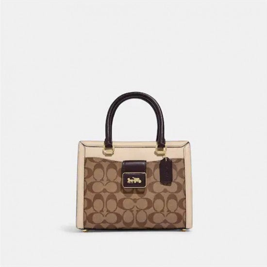 Coach Grace Carryall In Signature Canvas Khaki