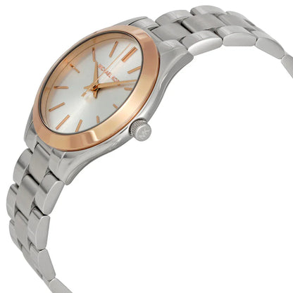 Michael Kors Mini Slim Runway Silver Dial Silver Steel Strap Watch For Women - MK3514