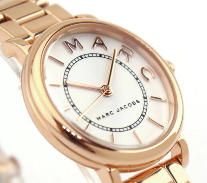 Marc Jacobs Roxy White Dial Rose Gold Steel Strap Watch For Women