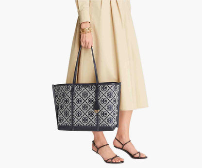 Tory Burch – Perry T Monogram Triple-Compartment Tote