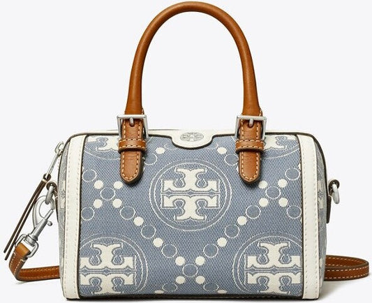 Tory Burch Petite T Monogram Denim Barrel Bag