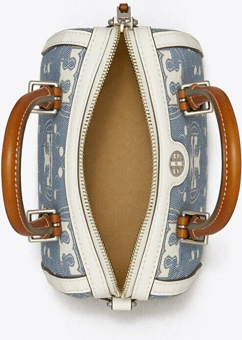 Tory Burch Petite T Monogram Denim Barrel Bag