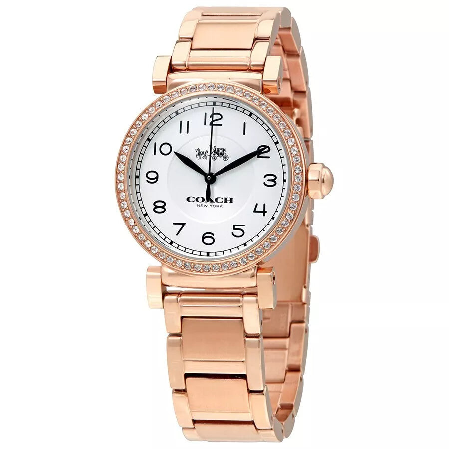 COACH 14502398 MADISON WHITE GLITZ DIAL ROSE GOLD STAINLESS STEEL WOMENS WATCH