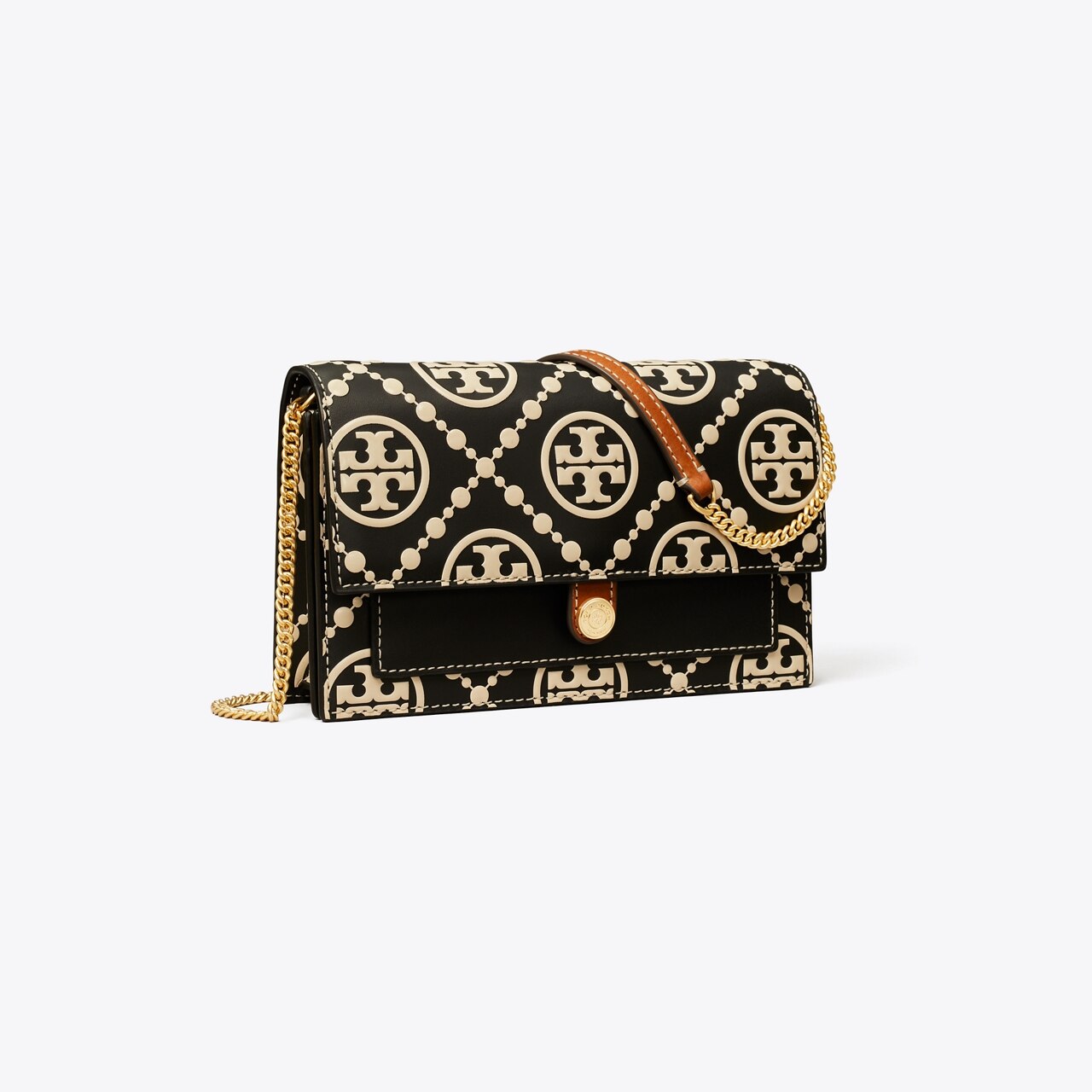 Tory Burch  T Monogram Contrast Embossed Chain Wallet