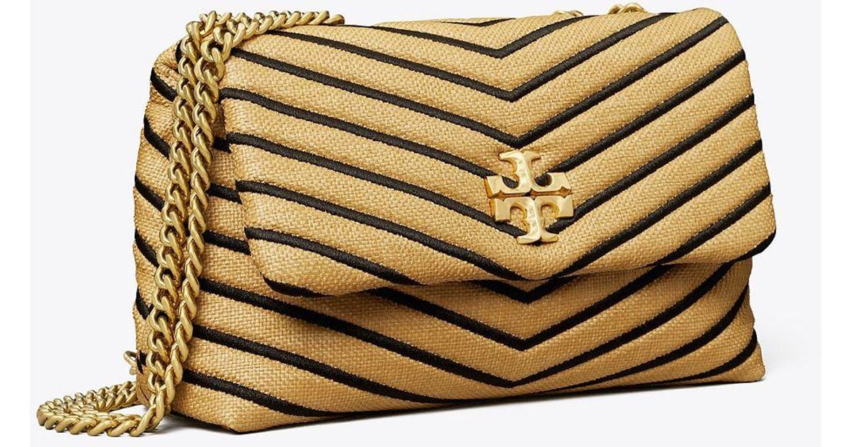 TORY BURCH KIRA CHEVRON SOFT STRAW MEDIUM SHOULDER BAG