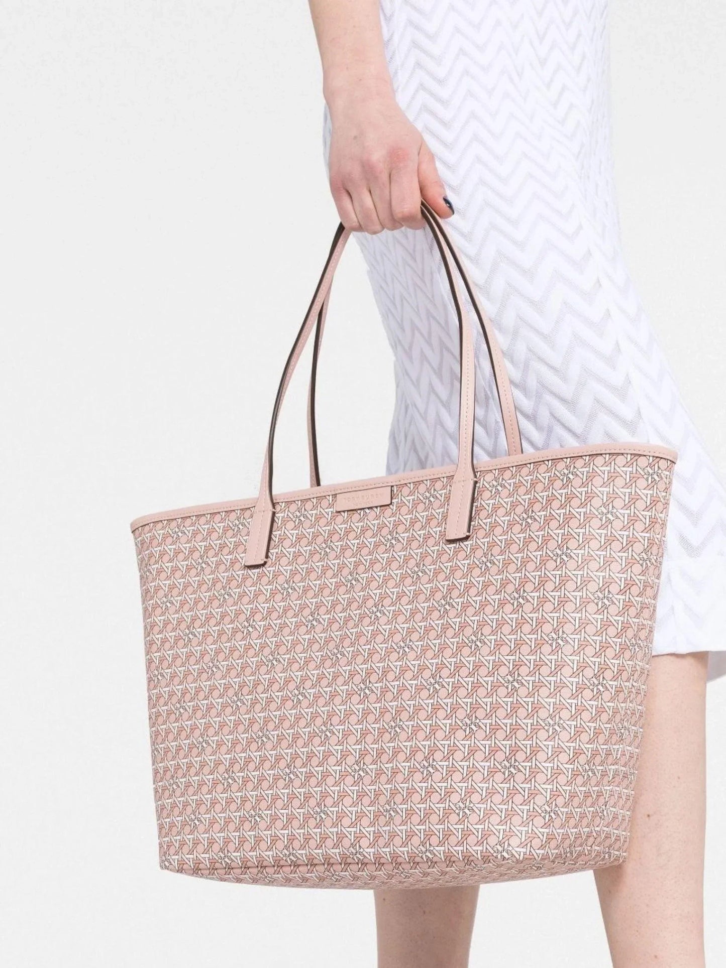 Tory Burch Ever Ready Basket Weave Tote Pink