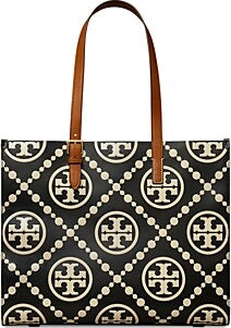 TORY BURCH T MONOGRAM CONTRAST EMBOSSED TOTE BAG LARGE